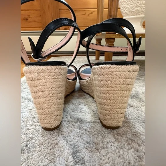💕 Kate Spade 💕 Maldives Black Leather Wedges - Picture 5 of 10